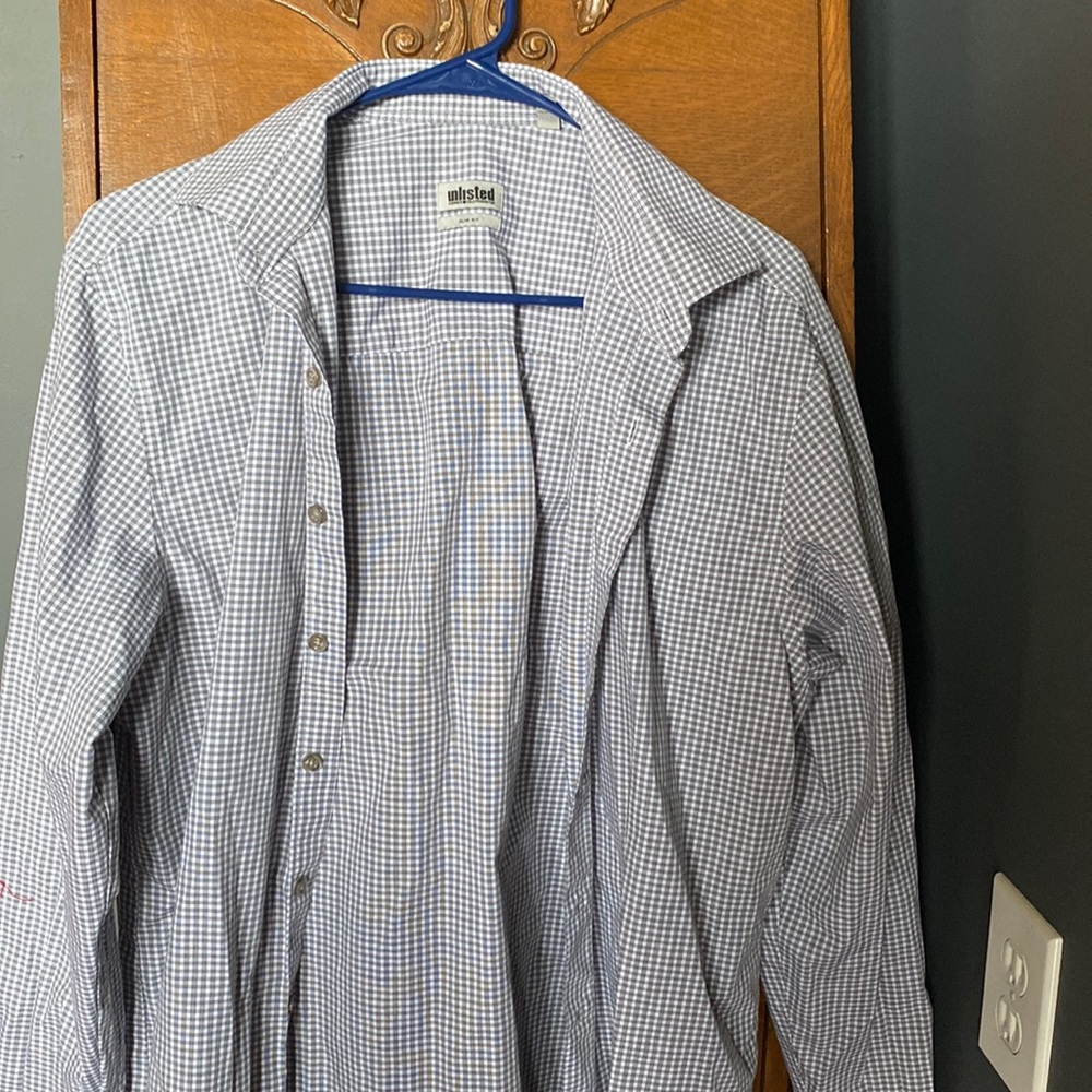 Unlisted gray and white checkered dress shirt